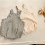 [65-90cm]サロペットロンパース&帽子 ストライプ編み シンプル 定番 - Image 3