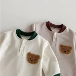 [66-100cm] 熊柄ワッフル オールインワン - Image 12