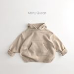 [80-130cm]ナチュラル 無地 フード付き ニット セーター - Image 5