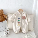 [66-90cm]オールインワン 熊柄 デニム 可愛い ベビー服 - Image 2