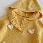 [73-110cm]セットアップ ハート付き キイロ フード付き 可愛い - Image 10