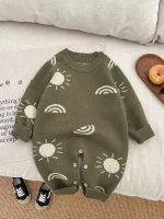 [66-100cm] 太陽or月柄 ロンパース - Image 3