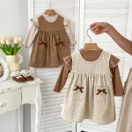 [73-120cm]シャツ or ワンピース 肩フリル インナー トップス ドット ワンピース - Image 8