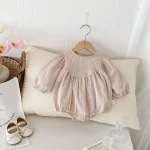 [66-90cm] 花柄 刺しゅう ロンパース - Image 14