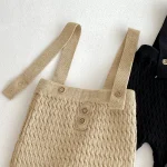 [66-90cm] ボーダー ニットトップス&サロペット 2点セット - Image 16