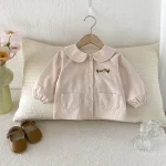 [73-110cm]シャツ 丸襟 花刺繡 シンプル 定番 ディリー - Image 4