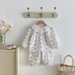 [80-130cm]セットアップ 丸襟 小花柄 おしゃれ - Image 10