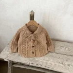 [73-110cm]花編み ニット カーディガン - Image 4