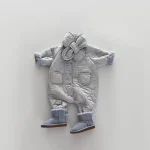 [66-90cm] スカーフ付き キルティング オールインワン - Image 8