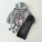 [80-130cm] 英字 フード付き トレーナー - Image 4