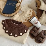 [90-130cm] フリルビッグ襟 ニット トップス - Image 2