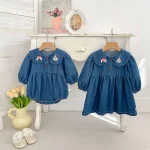 [66-120cm]ワンピース OR ロンパース ウサギ柄 デニム おしゃれ 定番 ベビー服 - Image 5