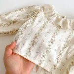 [66-100cm] 丸襟 小花柄 トップス & サロペット ロンパース