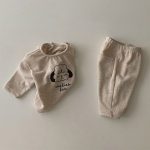 [73-100cm]セットアップ 犬柄 プリント ルーズ 着心地良い 二点セット