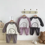 [73-110cm] ポケット付き 英字&熊柄 セットアップ - Image 10