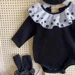 [66-90cm] フラワー襟 ロンパース - Image 12