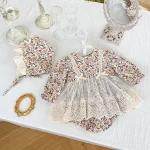 [66-90cm] ワンピース風 花柄 ロンパース - Image 5