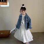 [90-150cm] リボン付き デニム アウター - Image 3