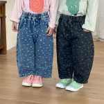 [80-150cm]デニム パンツ ハート柄 カジュアル 履きやすい - Image 3