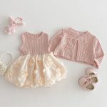 [73-120cm]カーディガンORワンピース リボン付き クリーム ローズ ベビー服 - Image 12