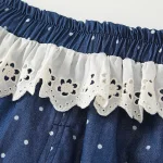[73-120cm]デニム パンツ フリル ドット カジュアル ボトムス - Image 7