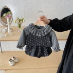 [66-100cm] インナーシャツ トップス&小花柄 セットアップ 3点セット - Image 2