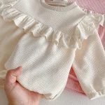 [66-90cm] フリル スクエア ロンパース - Image 3