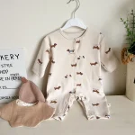 [66-90cm]オールインワン 犬ORリボンORウサギ柄 肌触り良い ベビー服 - Image 7