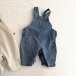 [66-90cm]韓国風 ポケット付き サロペット - Image 4