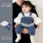 [66-100cm]サロペット&ブラウス デニム ドット 可愛い 人気 - Image 7