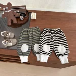 [66-100cm] ボーダー ボア パンツ - Image 3