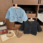 [73-110cm] ポケット付き デニム アウター - Image 2