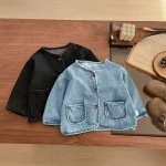 [73-110cm] ポケット付き デニム アウター - Image 4