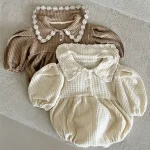 [66-90cm] デイジー襟 パフスリーブ ロンパース - Image 6