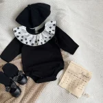 [66-90cm] フラワー襟 ロンパース - Image 7