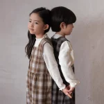 [73-100cm] 韓国風 チェック サロペット - Image 4