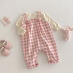 [73-100cm]サロペットOR長袖Tシャツ 可愛い ピンク チェック おしゃれ - Image 7