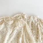 [66-100cm] 丸襟 小花柄 トップス & サロペット ロンパース - Image 2