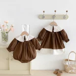 [66-100cm] 丸襟 ワンピース  or ロンパース - Image 2