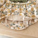 [66-90cm]ロンパース グリーン襟 可愛い 花柄 ロンパース - Image 3