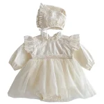 [66-90cm] 肩フリル レース ロンパース - Image 15