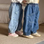 [80-150cm]デニムパンツ ポケット付き カジュアル 履きやすい