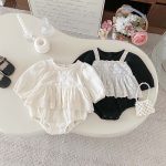 [66-90cm]レイヤード レース ロンパース - Image 5