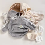 [66-90cm] リボン ハート柄 ロンパース - Image 5