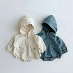 [66-90cm] フーディ ポケット付き ロンパース - Image 6