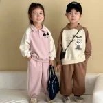 [80-150cm]カラー切り替え カジュアル セットアップ - Image 3