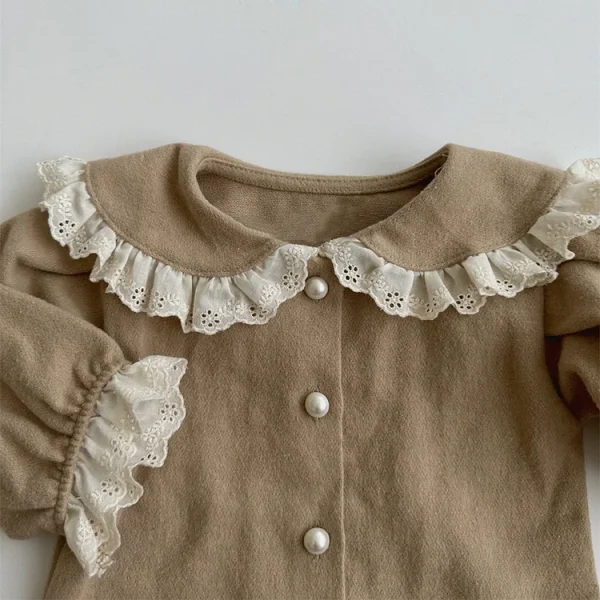 [73-120cm] 丸襟レース シャツ