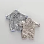 [66-90cm] スカーフ付き キルティング オールインワン - Image 6