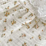 [66-90cm] レース襟花柄 ロンパース OR タイツ - Image 2