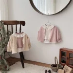 [66-90cm] パフスリーブ リブ カーディガン - Image 9